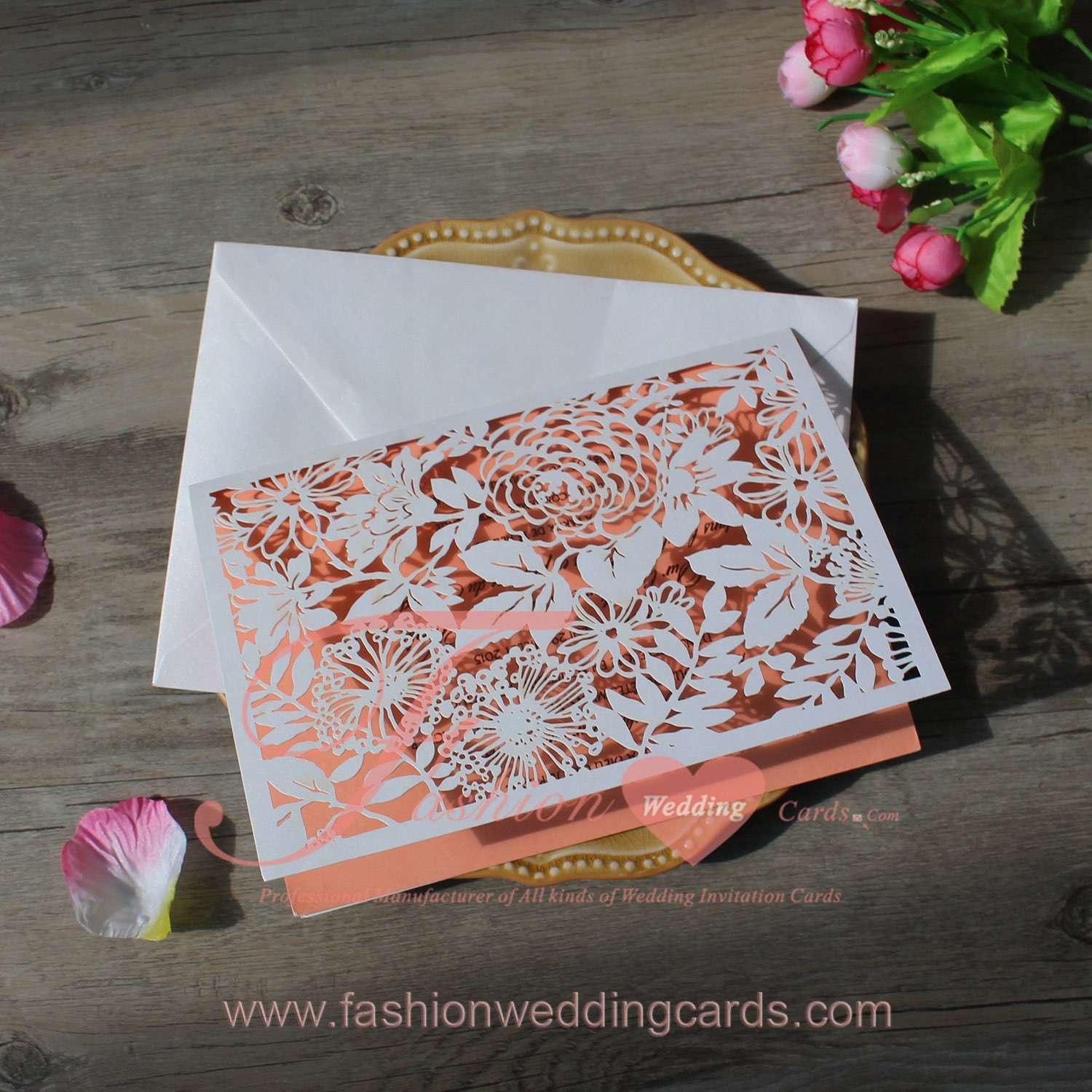 Cheap Customized Lace Cut Wedding Invitations